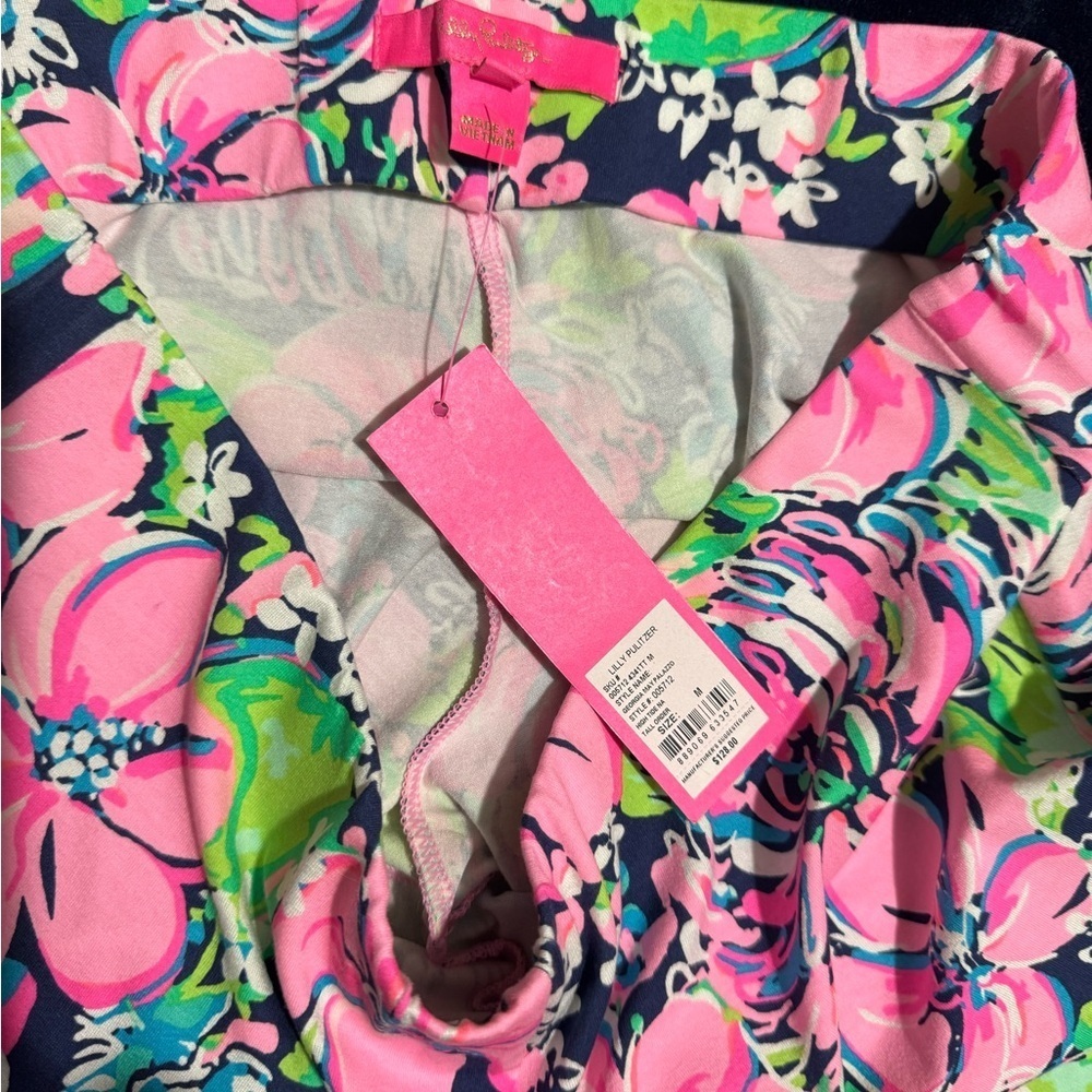 Lilly Pulitzer Pink and Green Floral Wide Leg Pants - Picture 6 of 11
